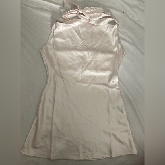 12th Tribe Slinky Satin Halter Dress Size Small Cream - Picture 6 of 7